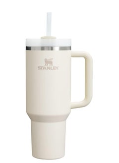 40oz Quencher H2.0 FlowState Tumbler – Cream 2.0 – Large Vacuum Insulated Stainless Steel Travel Mug with Handle, Rotating Lid, and Reusable Straw – Keeps Drinks Cold for 11 Hours and Iced for 48 Hours – Dishwasher Safe Water Bottle