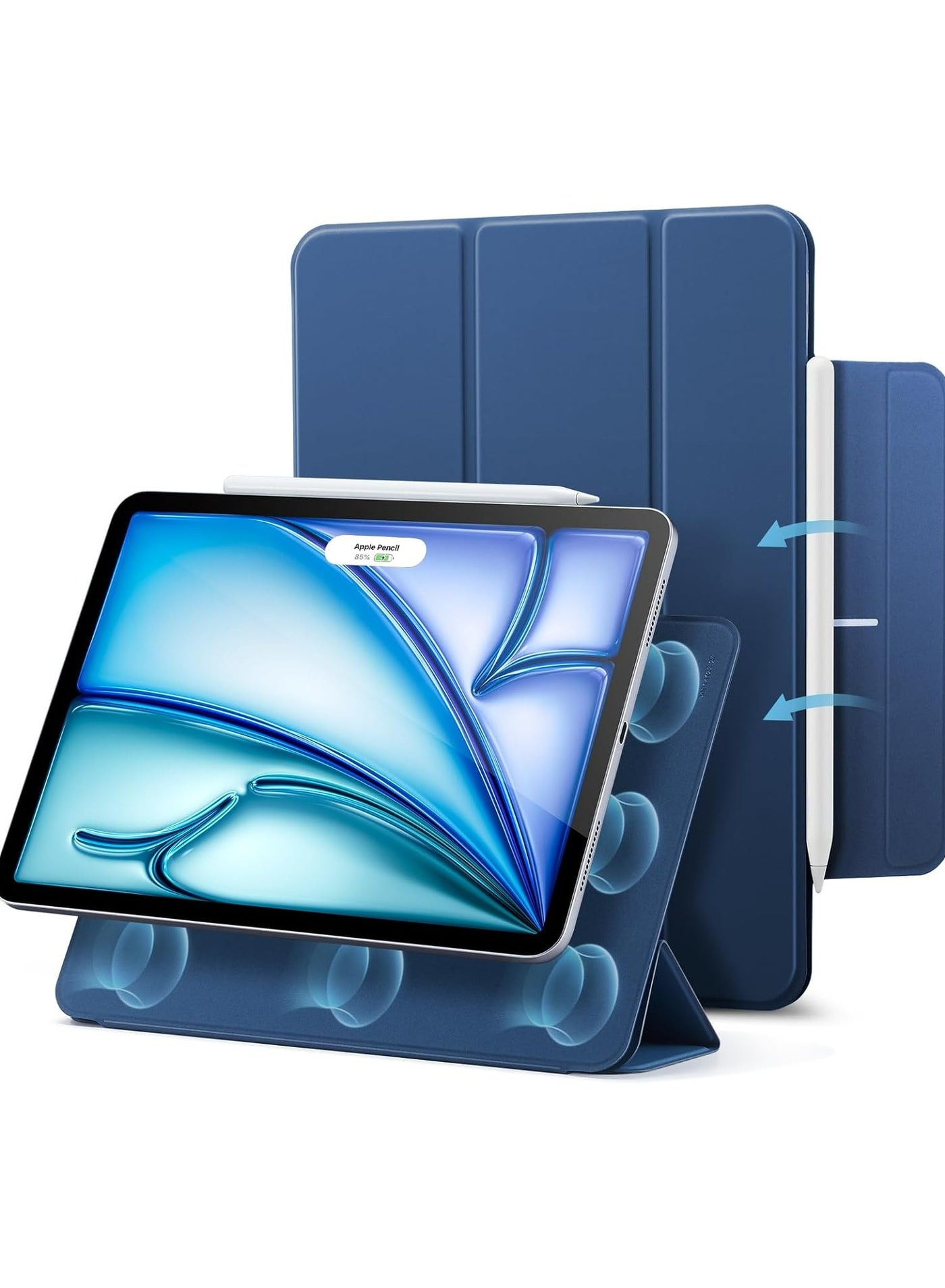 Magnetic Case For iPad Air 11 inch M3/M2 2025/2024 Gen iPad Air 11 Case/Case For iPad Air 5 10.9 inch 2022/Air 4 10.9 inch 2020 iPad Air 10.9 Case Slim Stand Convenient Magnetic Attachment Auto Sleep/Wake Slim Stand Cover for air 6th/air 7th 11inch 2025/2024,Air 5th/air 4th 10.9inch 2022/2020 Rebound Series