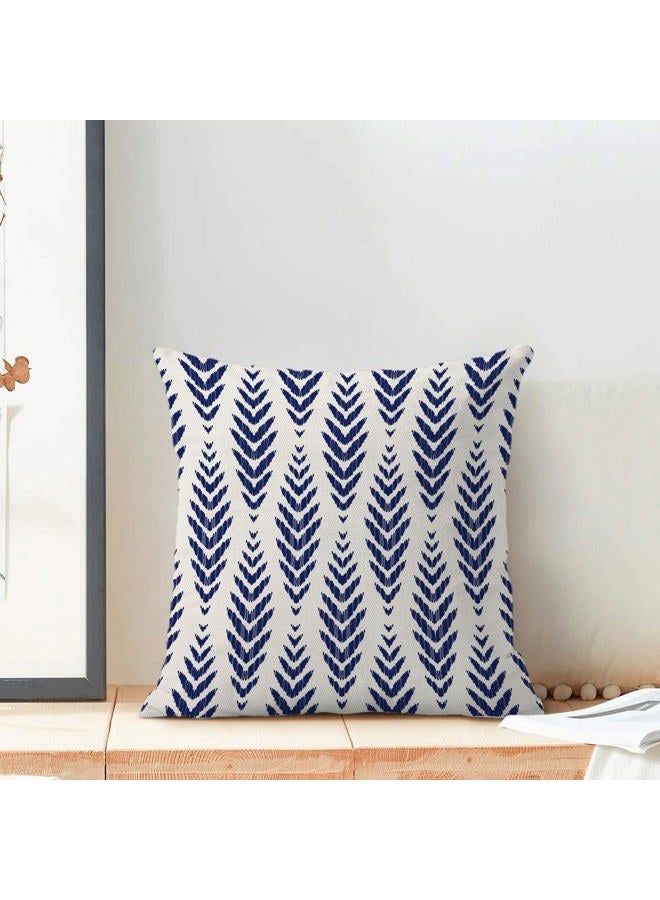 CXMEIFLY Navy Blue Boho Pillow Covers 18 x 18 Inch Set of 2 Herringbone Bohemian Ethnic Decor Throw Pillows Geometric Tribal Summer Outdoor Linen Farmhouse Decorative Pillowcases for Couch Bed Sofa - Image 3
