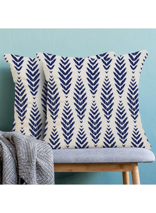 CXMEIFLY Navy Blue Boho Pillow Covers 18 x 18 Inch Set of 2 Herringbone Bohemian Ethnic Decor Throw Pillows Geometric Tribal Summer Outdoor Linen Farmhouse Decorative Pillowcases for Couch Bed Sofa - Image 2