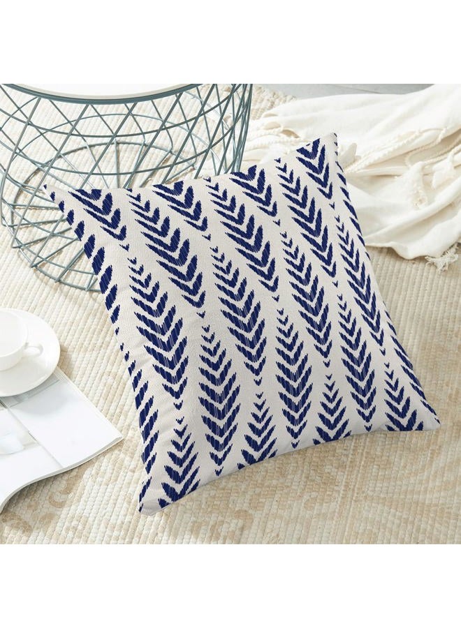 CXMEIFLY Navy Blue Boho Pillow Covers 18 x 18 Inch Set of 2 Herringbone Bohemian Ethnic Decor Throw Pillows Geometric Tribal Summer Outdoor Linen Farmhouse Decorative Pillowcases for Couch Bed Sofa - Image 4