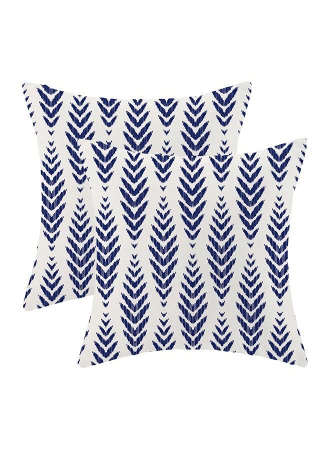 CXMEIFLY Navy Blue Boho Pillow Covers 18 x 18 Inch Set of 2 Herringbone Bohemian Ethnic Decor Throw Pillows Geometric Tribal Summer Outdoor Linen Farmhouse Decorative Pillowcases for Couch Bed Sofa - Image 1