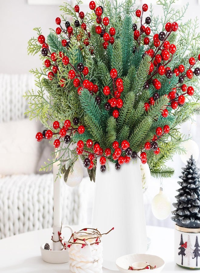 وينلين مجموعة وينلين من 60 قطعة من أغصان الصنوبر الاصطناعية لعيد الميلاد، مع أعواد التوت الأحمر، ونباتات خضراء صناعية، وأغصان صنوبر، وسيقان أشجار عيد الميلاد بأطوال تتراوح بين 8.1 و12 بوصة، لتزيين شجرة عيد الميلاد، وصنع أكاليل الزهور، وتنسيق الزهور. - Image 4