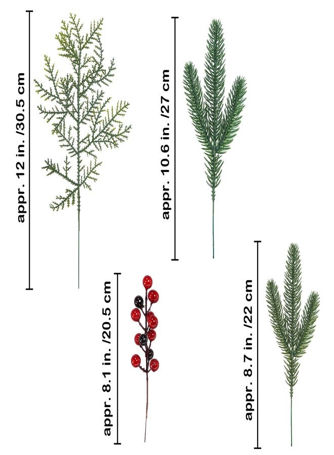 وينلين مجموعة وينلين من 60 قطعة من أغصان الصنوبر الاصطناعية لعيد الميلاد، مع أعواد التوت الأحمر، ونباتات خضراء صناعية، وأغصان صنوبر، وسيقان أشجار عيد الميلاد بأطوال تتراوح بين 8.1 و12 بوصة، لتزيين شجرة عيد الميلاد، وصنع أكاليل الزهور، وتنسيق الزهور. - Image 3