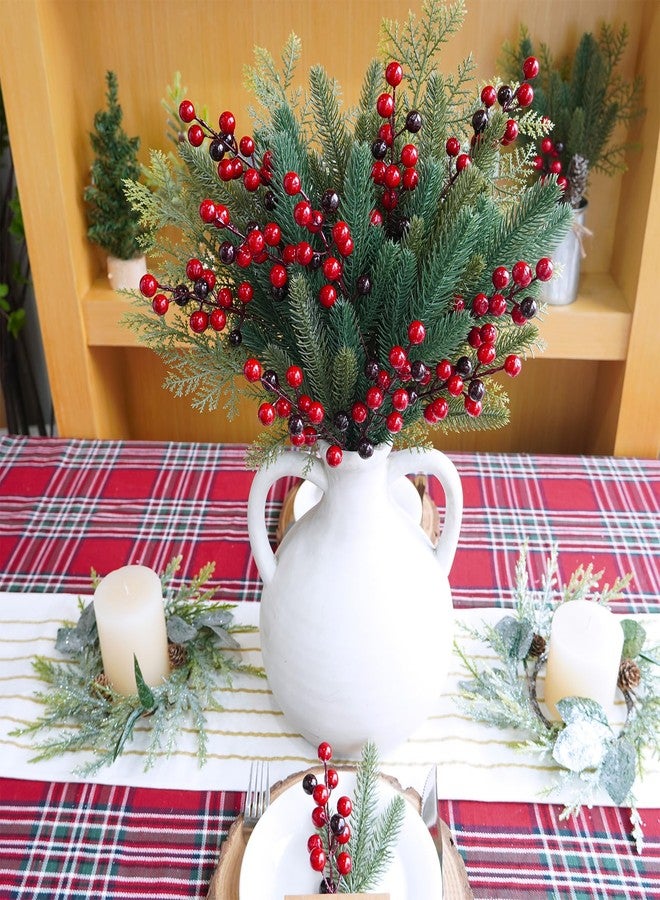 وينلين مجموعة وينلين من 60 قطعة من أغصان الصنوبر الاصطناعية لعيد الميلاد، مع أعواد التوت الأحمر، ونباتات خضراء صناعية، وأغصان صنوبر، وسيقان أشجار عيد الميلاد بأطوال تتراوح بين 8.1 و12 بوصة، لتزيين شجرة عيد الميلاد، وصنع أكاليل الزهور، وتنسيق الزهور. - Image 5