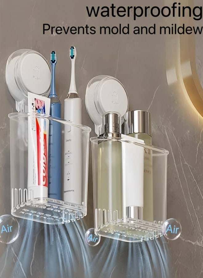 Transparent Suction Cup Toothbrush Holder, Replaceable Shower Toothbrush Holder, Suitable for Wall Mounting, Strong Suction Cup for Toothpaste and Toothbrushes, Automatic Drainage Shower Razor Holder, Kitchen Utensil Holder - Image 3