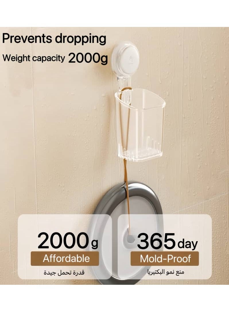 Transparent Suction Cup Toothbrush Holder, Replaceable Shower Toothbrush Holder, Suitable for Wall Mounting, Strong Suction Cup for Toothpaste and Toothbrushes, Automatic Drainage Shower Razor Holder, Kitchen Utensil Holder - Image 4