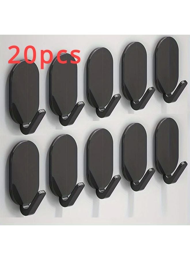 Pridola 20 Pack Black Heavy Duty Adhesive Wall Hooks Lockable No Drill Mount For Bathroom Kitchen Towels - Image 1