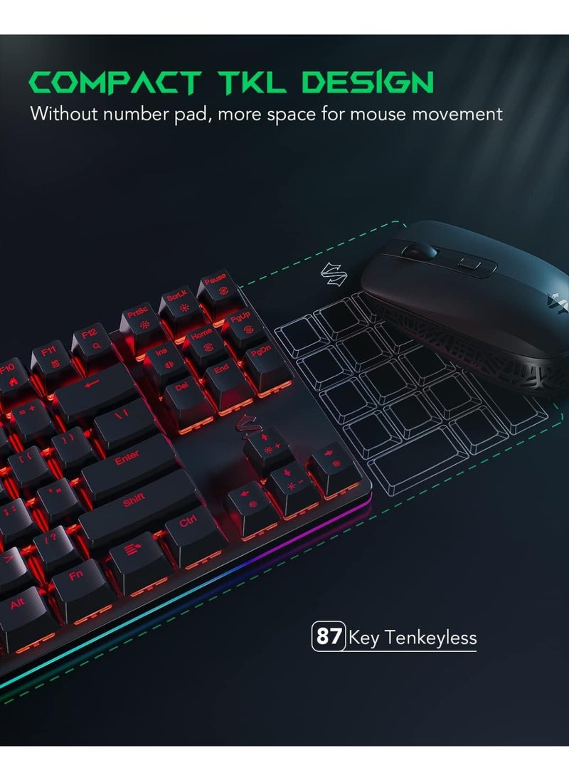 BLACK SHARK - Black Shark RGB Mechanical Gaming Keyboard LED Backlit Wired Keyboard with Blue Switches, Fully Programmable, Anti-Ghosting 87 Keys for PC Laptop, Sixgill K1 - Image 1