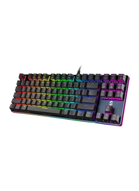 Black Shark RGB Mechanical Gaming Keyboard LED Backlit Wired Keyboard with Blue Switches, Fully Programmable, Anti-Ghosting 87 Keys for PC Laptop, Sixgill K1