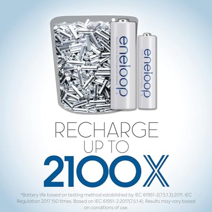eneloop Panasonic Bk-3Mcca4Ba Aa 2100 Cycle Ni-Mh Pre-Charged Rechargeable Batteries, 4-Battery Pack - Image 3