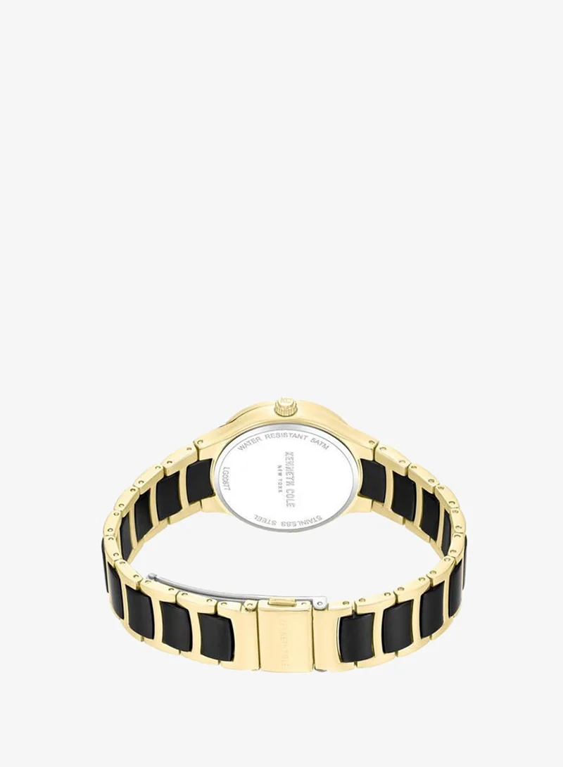 Kenneth Cole New York Black/Gold Monroe Black Mother-of-pearl Dial Stainless Steel Bracelet Analog Watch for Women - 34mm for Women | Best Price UAE