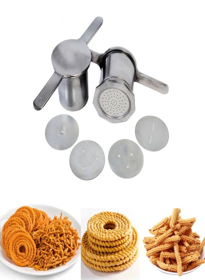 TOP TRICK Best Combo of Aluminium Kitchen Press with 5Blades/Noodles Press/Murukku Maker/Karampoosa giddalu & Aluminium Gujiya Karanji Dumpling Maker | Gujia Karjikai Mould Cutter-2 pcs - Image 2
