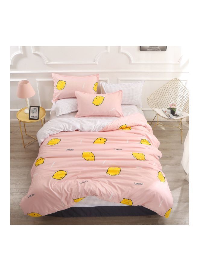 Y&D 3-Piece Printed Duvet Cover Set Combination Peach/White Single - Image 1