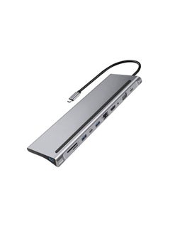 Generic USB C HUB, USB C Adapter 11 in 1 Dongle with 4K HDMI, VGA, Type C PD, USB3.0, RJ45 Ethernet, SD/TF Card Reader, 3.5mm AUX, Docking Station Compatible with MacBook Pro/Air, Other Type C Laptops Devices Grey  - Image 1