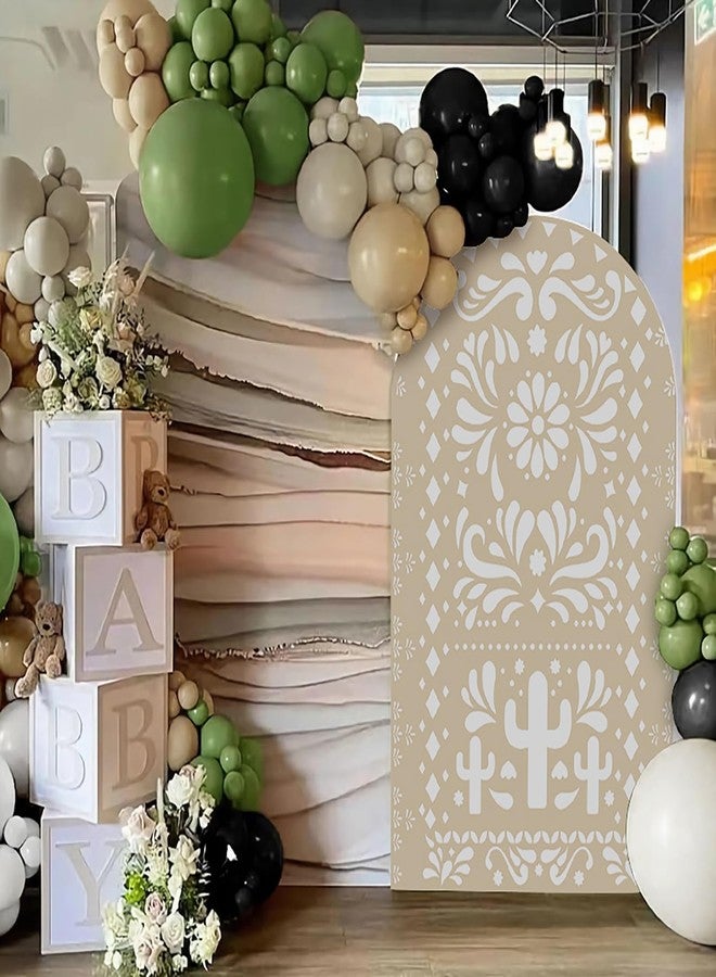 Sensfun Mexican Arch Backdrop Cover Baby Shower Photo Background Decor,2-Sided Round Top Chiara Backdrop Arch Covers for Mexican Talavera Wedding Birthday Bridal Shower Fiesta Party Decoration 2.6x6ft - Image 4