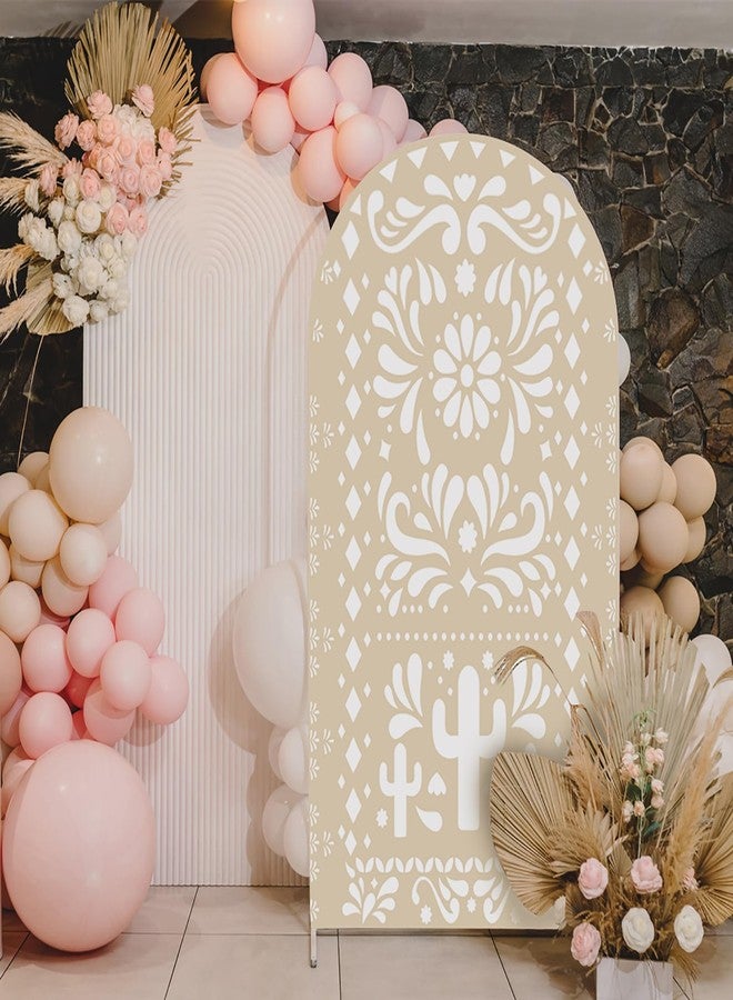 Sensfun Mexican Arch Backdrop Cover Baby Shower Photo Background Decor,2-Sided Round Top Chiara Backdrop Arch Covers for Mexican Talavera Wedding Birthday Bridal Shower Fiesta Party Decoration 2.6x6ft - Image 2