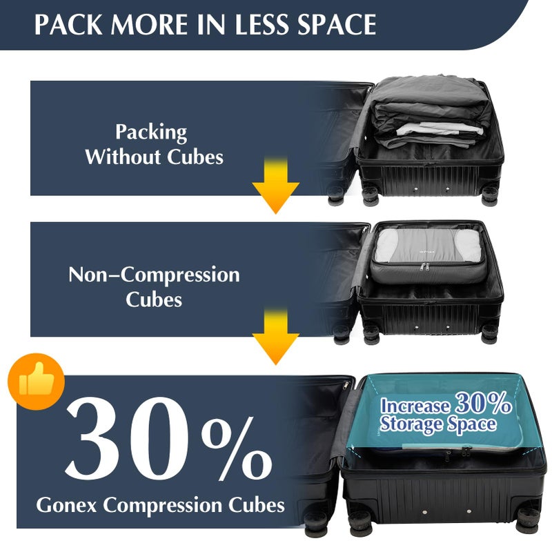 Gonex Compression Packing Cubes, 4pcs Expandable Storage Travel Luggage Bags Organizers (Purplish Blue) - Image 3