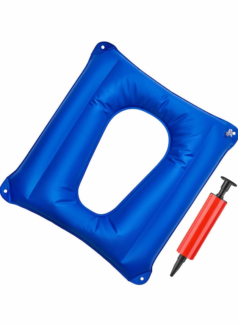 KASTWAVE Inflatable Square Cushion Breathable Comfort Inflatable Air Seat Cushion and Inflator for Sitting Toilet Office School Chair Wheelchair Chair, Postpartum Relieve Pressure, Blue  - Image 1