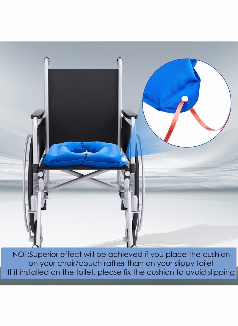 KASTWAVE Inflatable Square Cushion Breathable Comfort Inflatable Air Seat Cushion and Inflator for Sitting Toilet Office School Chair Wheelchair Chair, Postpartum Relieve Pressure, Blue  - Image 3