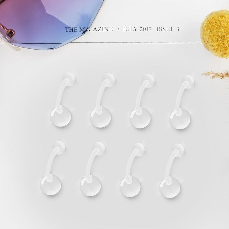 CrazyPiercing Transparent 14 Gauge Clear Acrylic Belly Button Ring Retainer (8 PCS) - Image 3