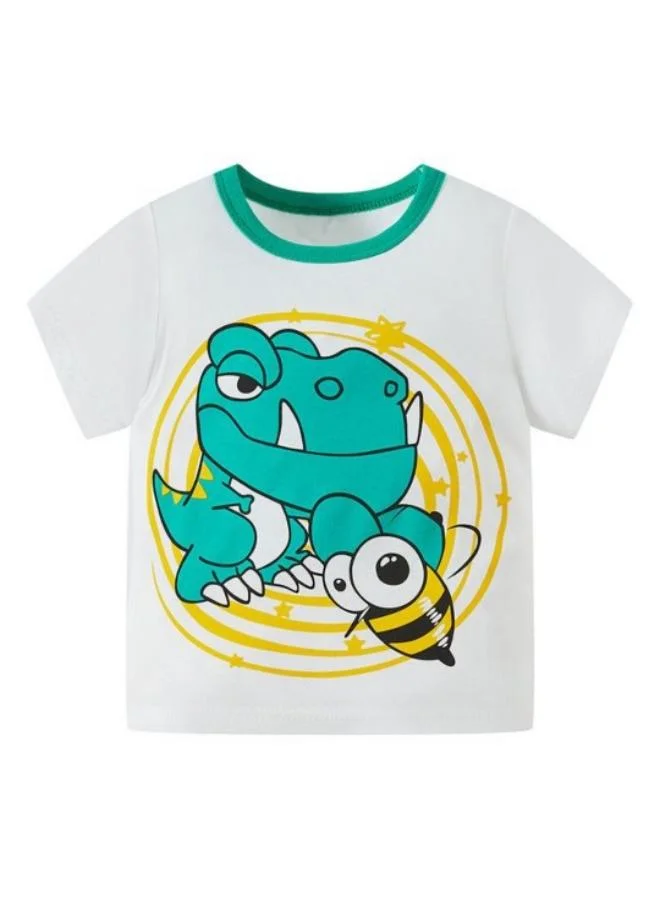 YUNIQEE White Printed Short Sleeve Crew Neck T-Shirt