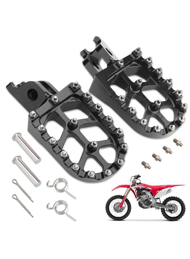 KICRY Dirt Bike Foot Pegs,Billet MX Wide Motorcycle Foot Pegs for CR125/250 02-11/CRF150R 07-24/CRF250R 04-24/CRF250X 04-17/CRF450R 02-24/CRF450RX 17-24/CRF450X 05-24 CRF250L/M 12-21 (Black) - Image 1