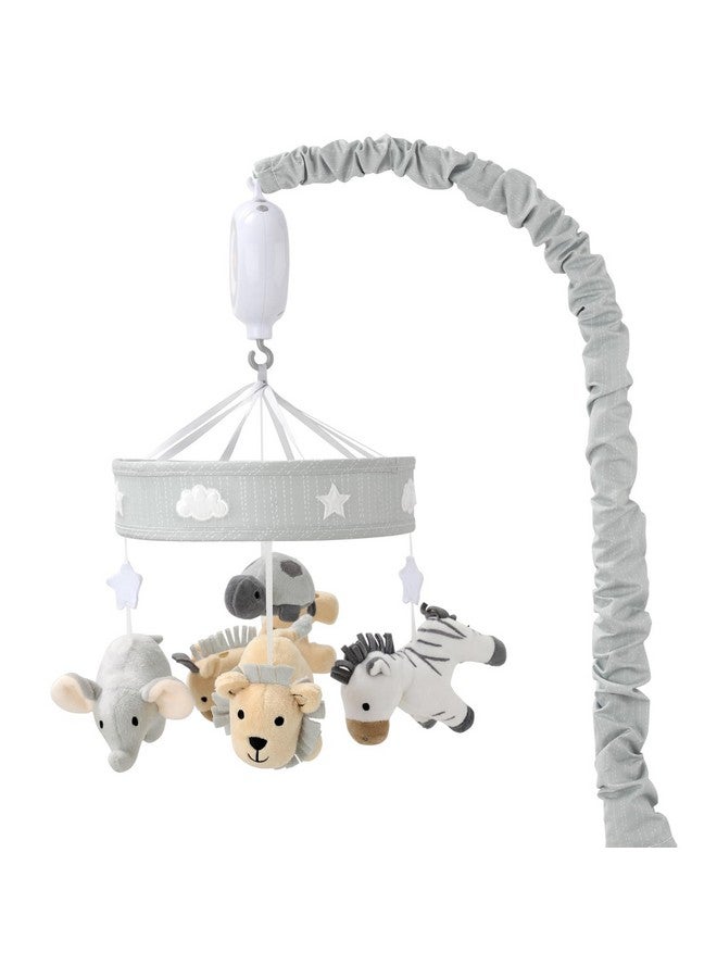 The Peanut Shell The Peanutshell Crib Mobile for Girls or Boys - Soft Grey Musical Baby Crib Mobile with 12 Lullabies, Cute Animal Baby Mobile Crib Grey Safari Celestial Nursery Decor - Image 1