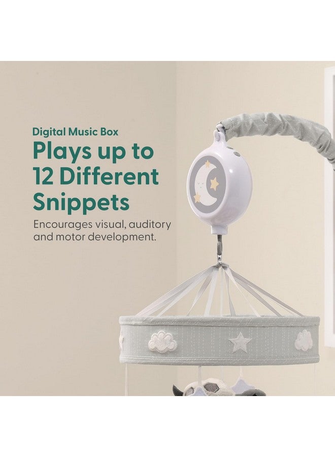 The Peanut Shell The Peanutshell Crib Mobile for Girls or Boys - Soft Grey Musical Baby Crib Mobile with 12 Lullabies, Cute Animal Baby Mobile Crib Grey Safari Celestial Nursery Decor - Image 3