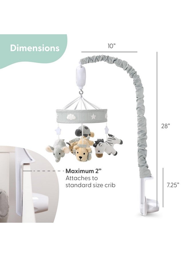 The Peanut Shell The Peanutshell Crib Mobile for Girls or Boys - Soft Grey Musical Baby Crib Mobile with 12 Lullabies, Cute Animal Baby Mobile Crib Grey Safari Celestial Nursery Decor - Image 4