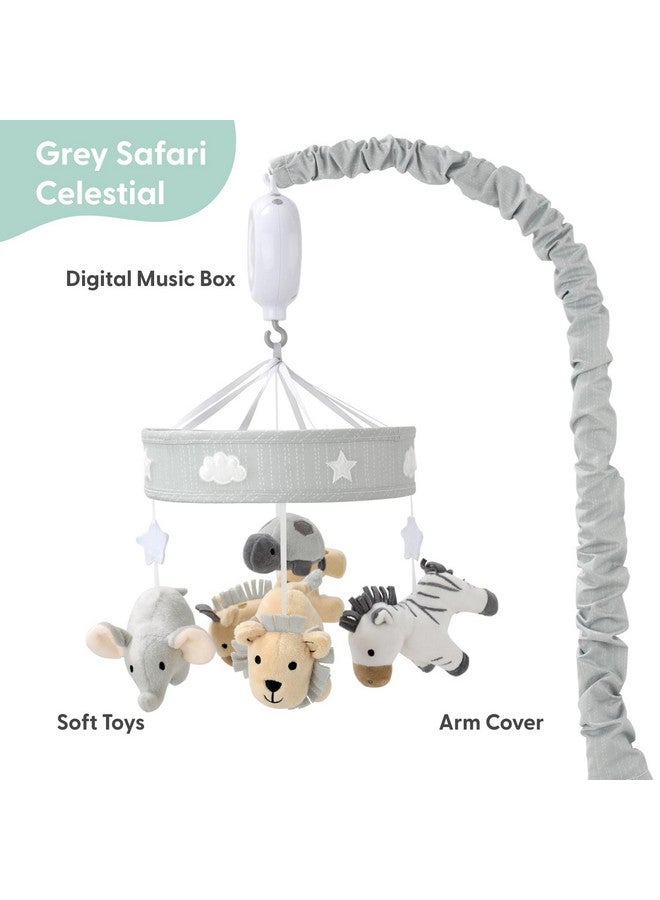 The Peanut Shell The Peanutshell Crib Mobile for Girls or Boys - Soft Grey Musical Baby Crib Mobile with 12 Lullabies, Cute Animal Baby Mobile Crib Grey Safari Celestial Nursery Decor - Image 2