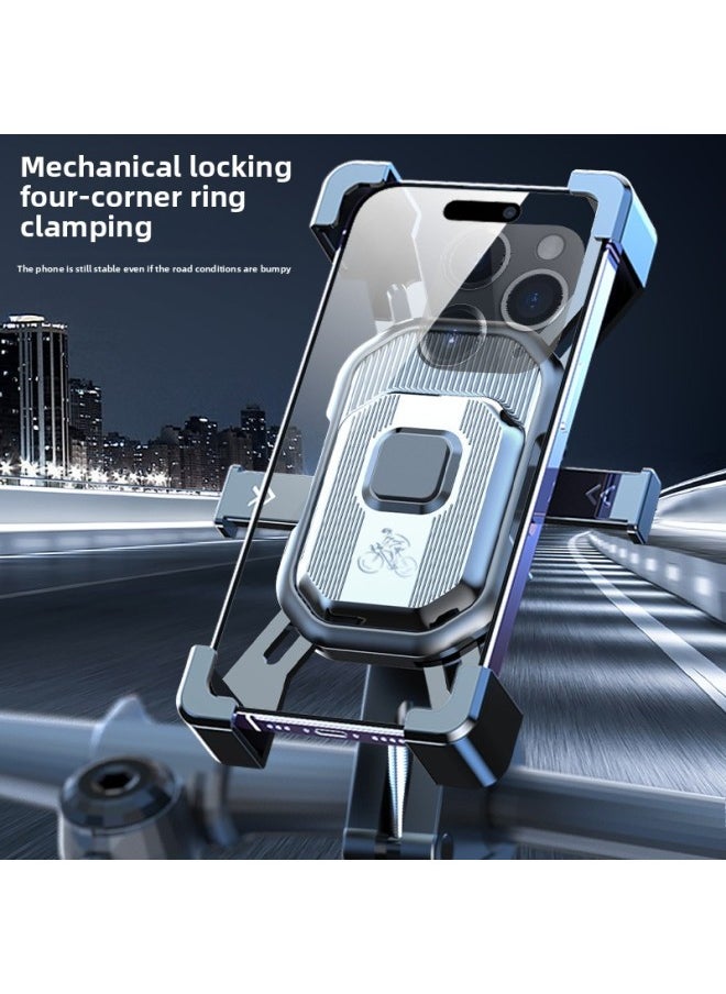 Generic - Electric Bicycle Mobile Phone Rack Bicycle Pedal Battery Motorcycle Takeaway Rider Car Shockproof Mobile Phone Navigation Bracket-Color:High-end Mute Shock-absorbing Pad Rearview Mirror - Image 1