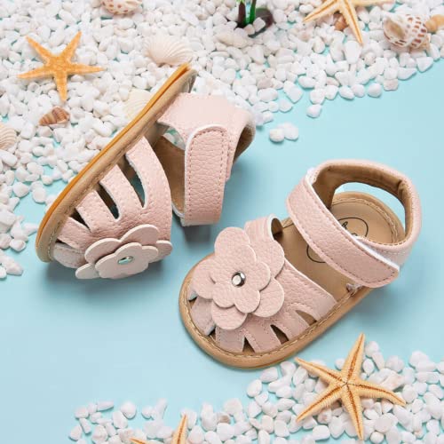 Meckior Baby Toddler Infant Girls PU Leather Soft Open Toe Summer Sandals Flower Princess Flat Shoes - Image 2