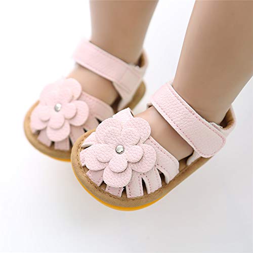 Meckior Baby Toddler Infant Girls PU Leather Soft Open Toe Summer Sandals Flower Princess Flat Shoes - Image 3