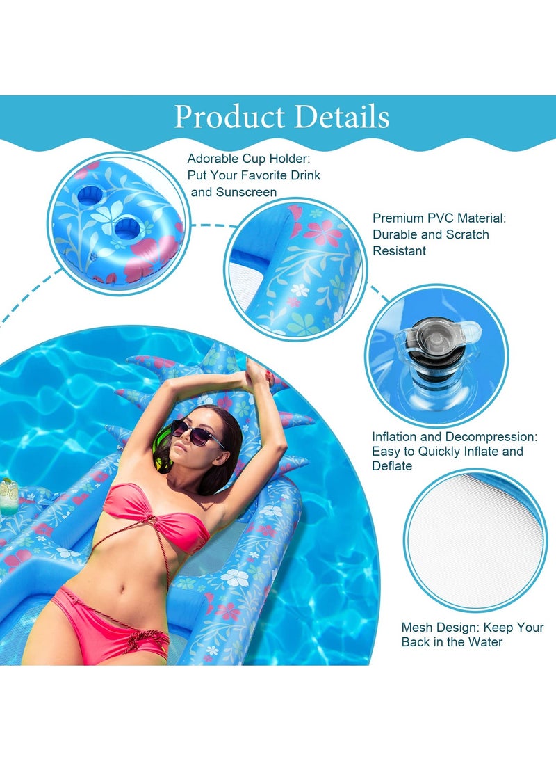 Barakah Pool Inflatable Floats Adult, Giant Pineapple Inflatable Pool Floats With Cup Holder,170 CM Beach Floaties Lounge Luxury Recliner for Summer Outdoor Swimming Pool Party (Blue) - Image 2