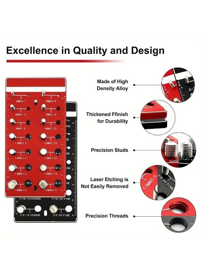 Metric Thread Checker Gauge Tool Inch And Sizes Nut Bolt Screw Size Identifier - Image 2