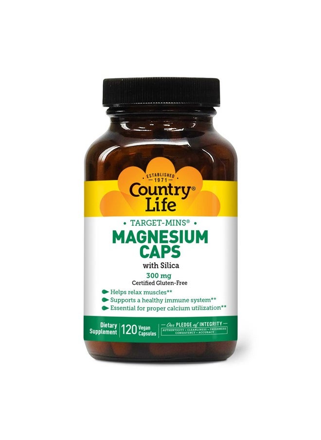 Country Life Target Mins Magnesium With Silica 300 Mg 120 Vegetarian Capsules  - Image 1