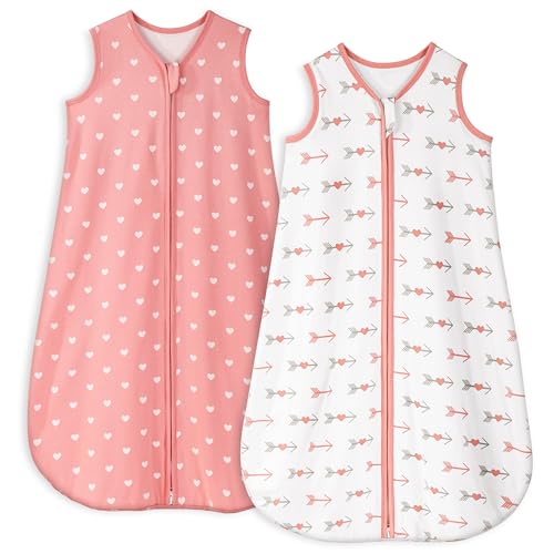 Yoofoss Baby Sleep Sack 6-12 Months TOG 1.0 Baby Wearable Blanket, 2 Pack 100% Organic Cotton Infant Toddler Sleeping Sack 2-Way Zipper Lightweight Sleep Sack - Image 1