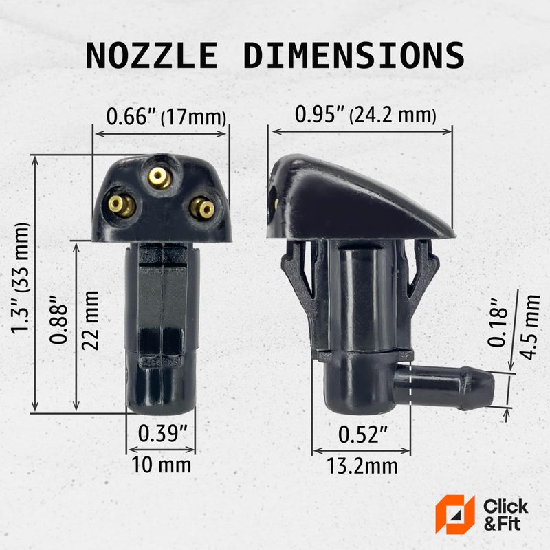 Click&Fit Windshield Washer Nozzles compatible with Kia and Hyundai from 2000 to 2013, Sorento 2002-2009, Optima Sportage 05-10, Sonata 2002-2010, Elantra Santa Fe Tucson â€“ Wiper spray jets 2pcs - Image 4