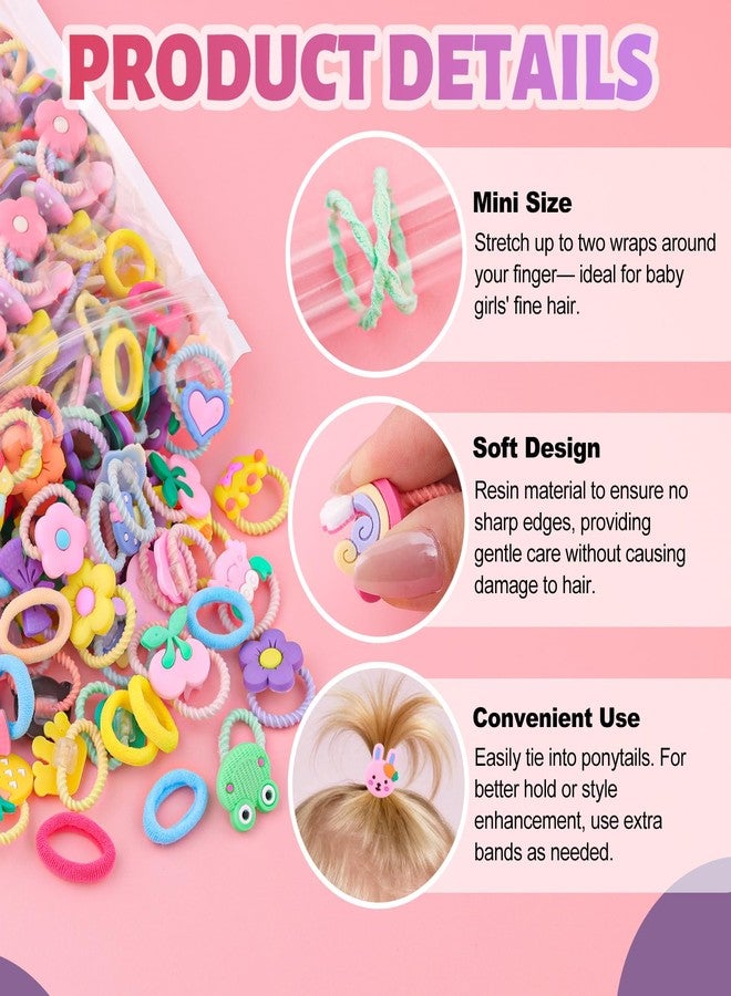 GA&EN 150 PCS Colorful Baby Hair Ties Toddler Hair Accessories for Little Girls, Rubber Bands Cute Ties for Kids, Mini Elastic Scrunchies Soft Seamless Small Ponytail Holders for Baby Infant Children Dog - Image 4