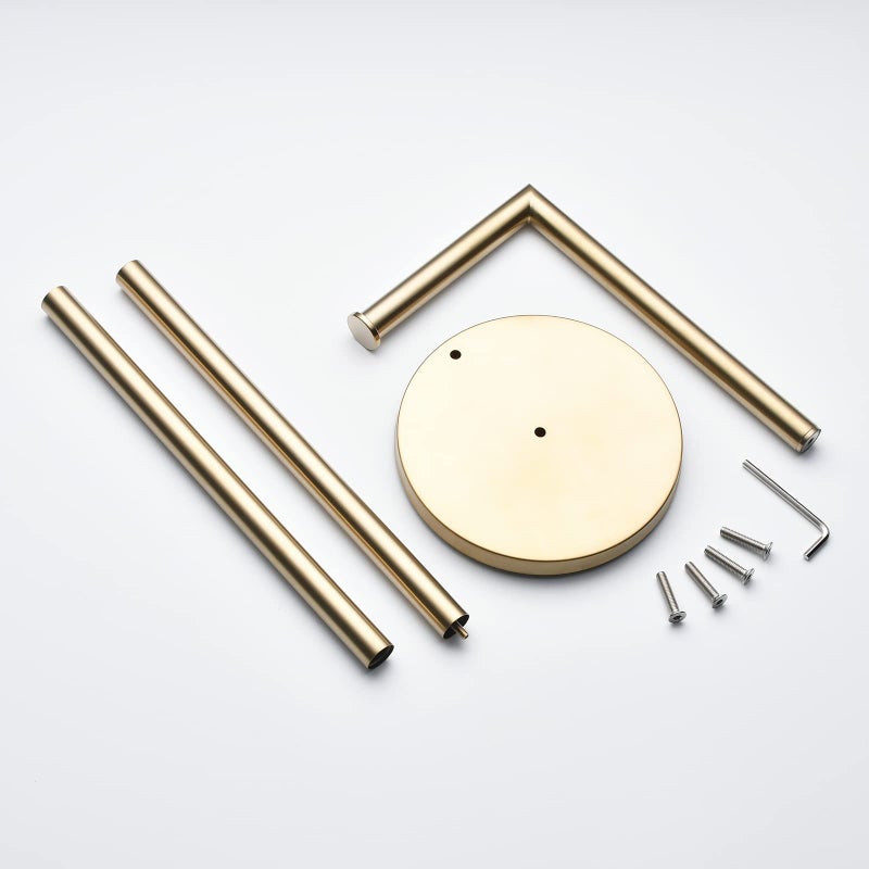 Gudetap Toilet Paper Roll Holder Stand Brush Gold Bathroom Free Standing Toilet Tissue Paper Roll Holder Stand with Reserve Function GTA7982BG - Image 3