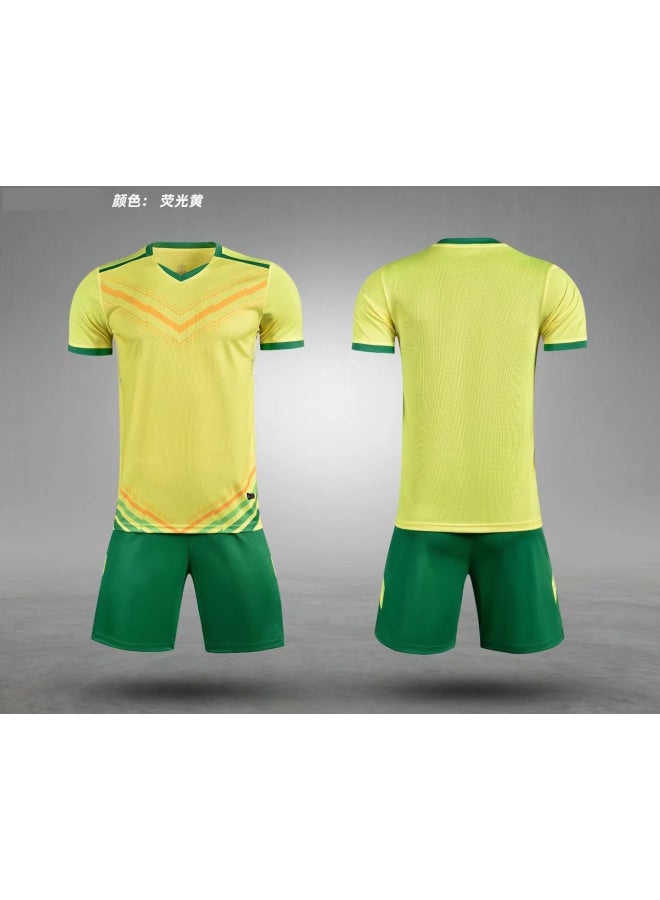 Fluorescent Green New Training Football Uniform Custom Suit Printed Breathable Football Uniform College Team Game Team Uniform Customization
