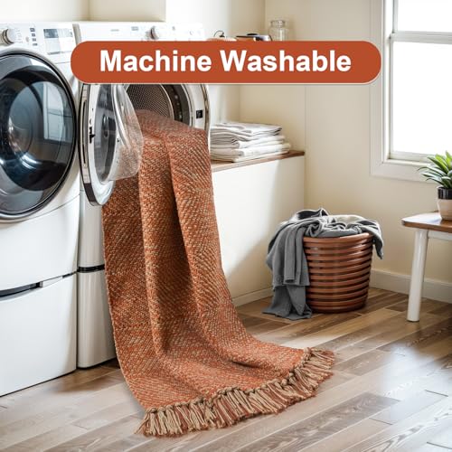 Collive Hallway Runner Rug, 2' x 5' Soft Washable Kitchen Runner Rug, Terracotta Contemporary Modern Laundry Room Rugs Indoor Hand-Woven Cotton Carpet for Bedroom Entryway Front Door - Image 4