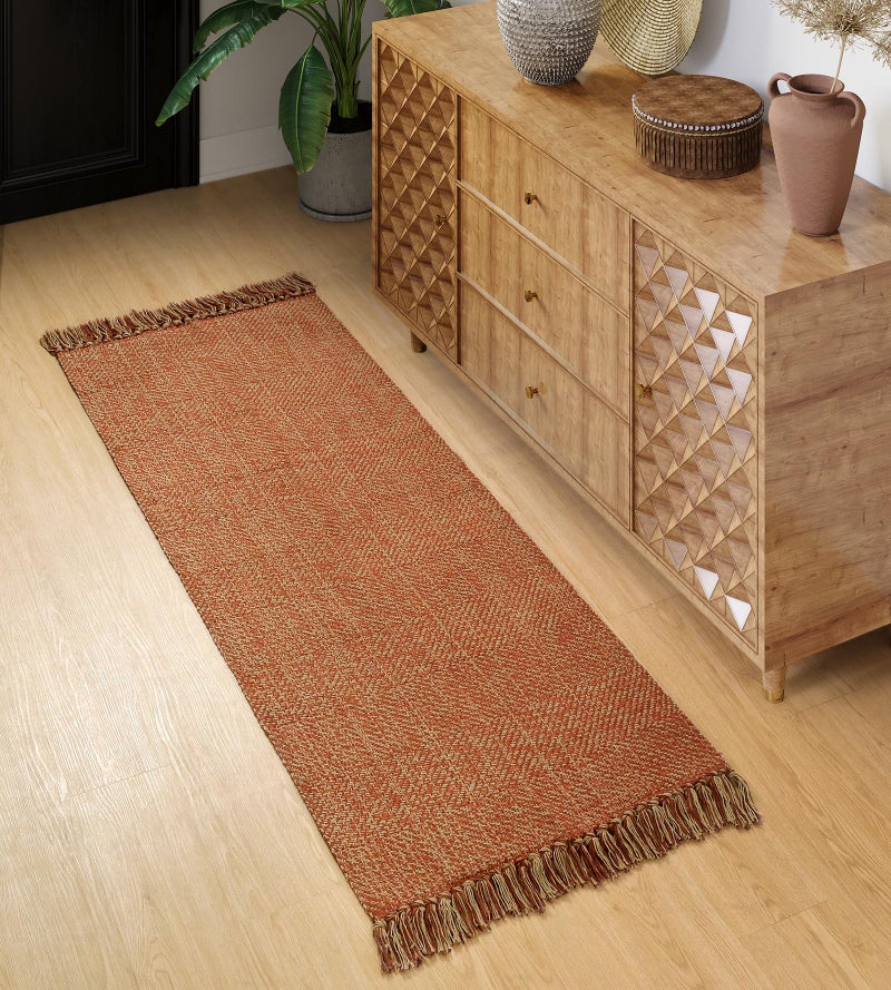 Collive Hallway Runner Rug, 2' x 5' Soft Washable Kitchen Runner Rug, Terracotta Contemporary Modern Laundry Room Rugs Indoor Hand-Woven Cotton Carpet for Bedroom Entryway Front Door - Image 2