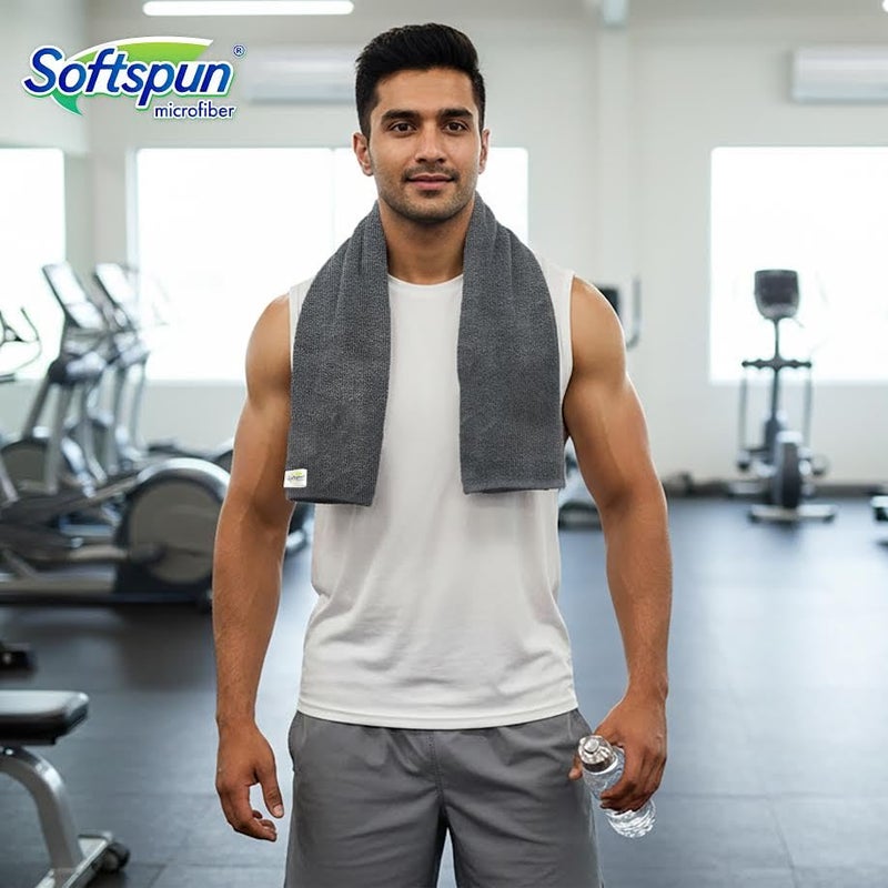 SOFTSPUN Microfiber Gym & Sports Towels for Men & Women 1pcs Grey 340 GSM 60X120cms Fast Drying Super Absorbent Lightweight & UltraCompact Sweat Towels for Working Out Camping Hiking Travel. - Image 4