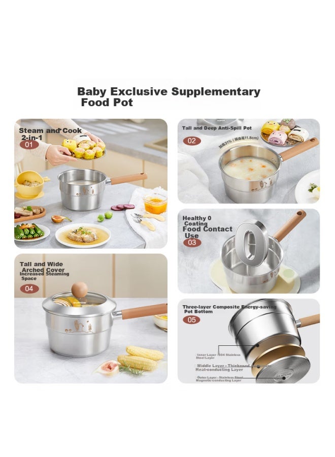 Supor 2-in Steaming And Cooking Baby Food Pot, Multi-functional Steamer And Cooker For Infants, Model Et18accs01 - Image 1