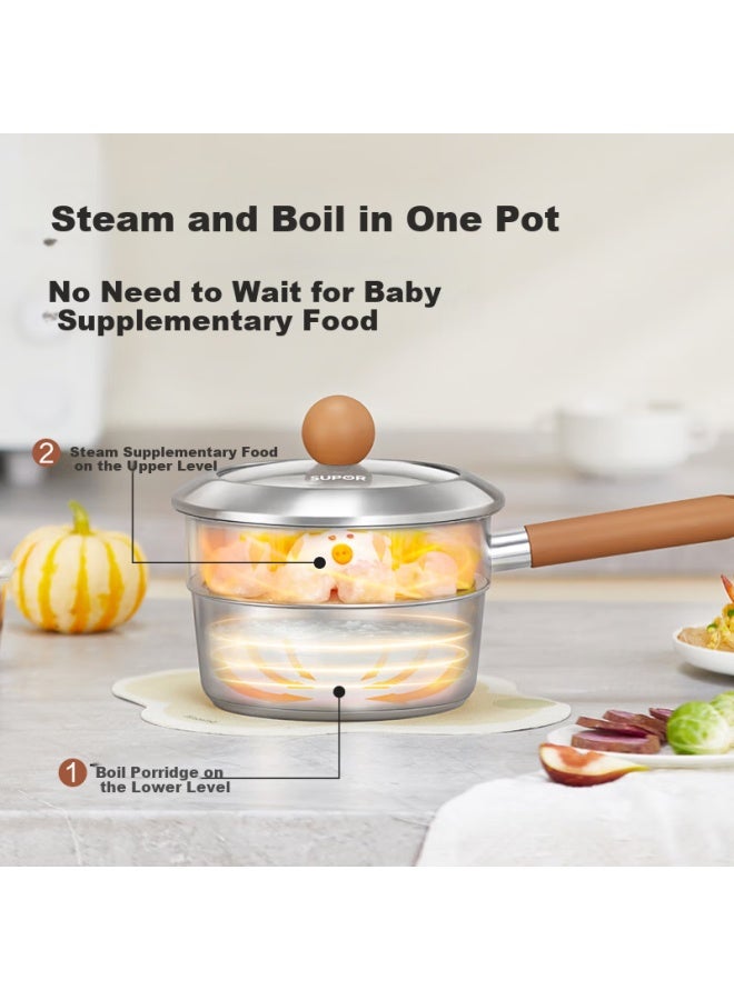 Supor 2-in Steaming And Cooking Baby Food Pot, Multi-functional Steamer And Cooker For Infants, Model Et18accs01 - Image 4