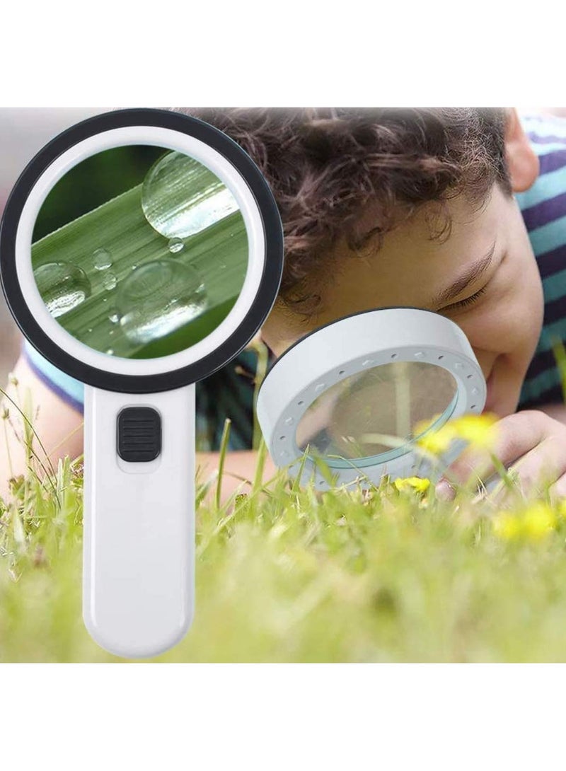 30x Magnifying Glass with Light Double Glass Lens Handheld Lighted Magnifying Glasses 12 Led Mixed Color - Image 2