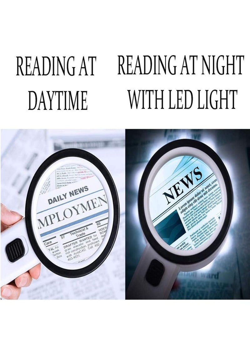 30x Magnifying Glass with Light Double Glass Lens Handheld Lighted Magnifying Glasses 12 Led Mixed Color - Image 5