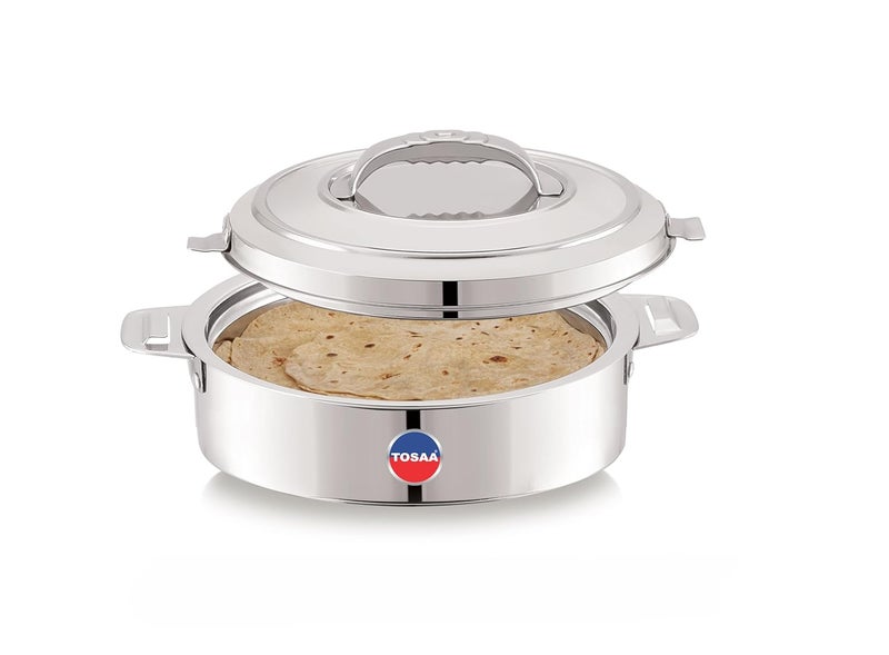 Tosaa Stainless Steel Double Wall Hot Fresh Thermoware Casserole 1400 ml Silver PU Insulated SS Airtight LID Rust Proof Easy to serve SS Rivets Handles Hot Casserole For Food - Image 2